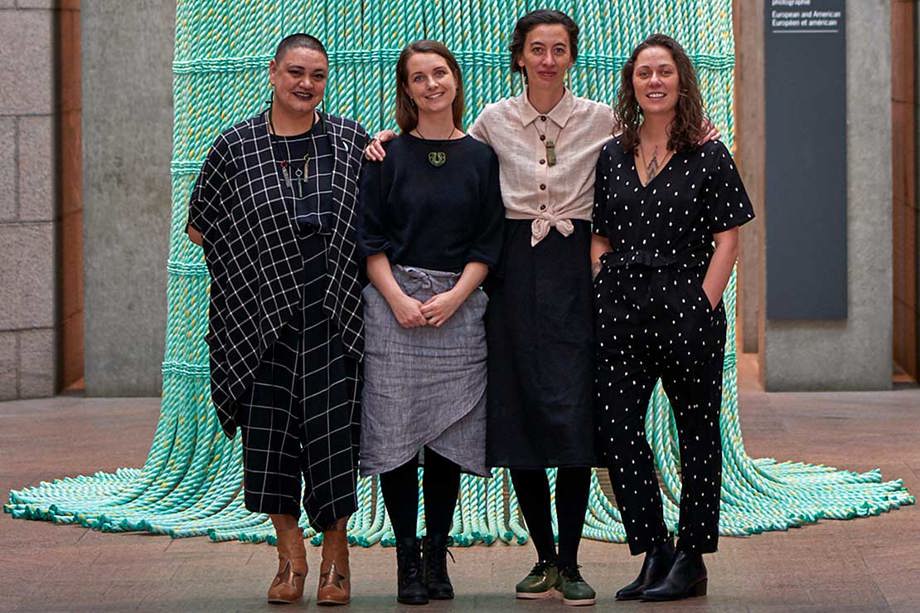 mata-aho-collective-ngc.jpg The collective in front of Aka at the national Gallery of Canada. Photo by Paul Elter, National Gallery of Canada.